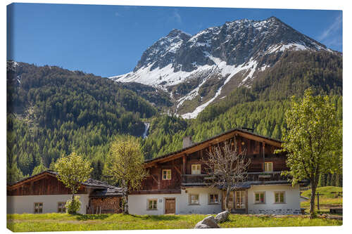 Leinwandbild Alte Bauernhäuser im Hinteren Ahrntal, Südtirol