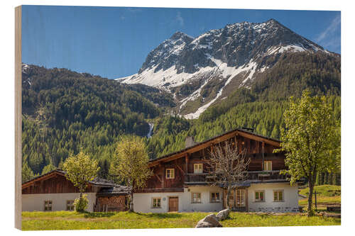 Holzbild Alte Bauernhäuser im Hinteren Ahrntal, Südtirol