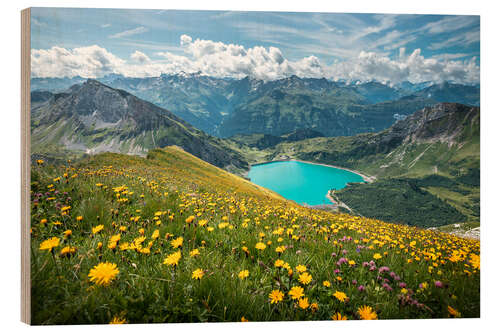 Wood print Spullersee in summer