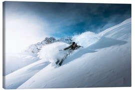 Canvas print Deep snow turns in the mountains - Lucas Tiefenthaler