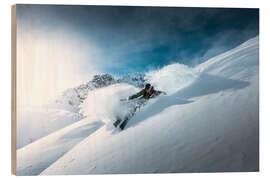 Wood print Deep snow turns in the mountains - Lucas Tiefenthaler