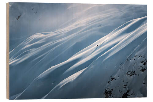 Wood print Deep snow skiing in Lech-Zürs am Arlberg