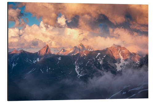 Alubild Sonnenuntergang in den Alpen - Arlberg