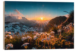 Wood print Sunset at Madloch am Arlberg - Lucas Tiefenthaler