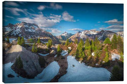 Canvas print Spring in Lech with a view of Biberkopf