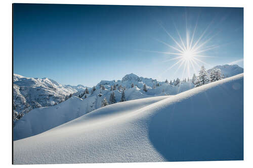 Alubild Gipslöcher mit Omeshorn im Winter in Lech