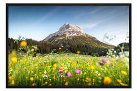 Gerahmter Kunstdruck Omeshorn in Lech mit Blumen
