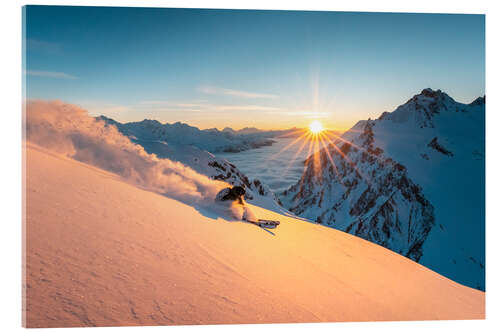 Cuadro de metacrilato Sunset skiing in Zürs am Arlberg