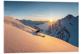 Acrylglasbild Sonnenuntergangskifahren in Zürs am Arlberg - Lucas Tiefenthaler