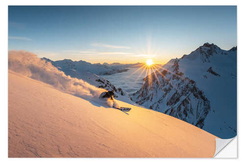 Wall sticker Sunset skiing in Zürs am Arlberg