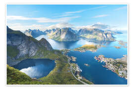 Wandbild Aussicht von Reinebringen, Lofoten - Lucas Tiefenthaler