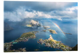 Obraz na szkle akrylowym Reinebringen with rainbow in Lofoten - Lucas Tiefenthaler