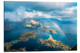 Alubild Reinebringen mit Regenbogen auf den Lofoten - Lucas Tiefenthaler