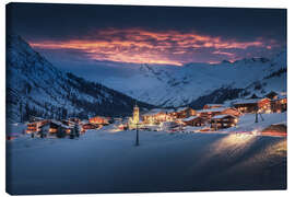 Canvas print Train on the Arlberg during sunset - Lucas Tiefenthaler