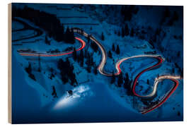 Wood print Ski picture with long exposure in Zürs - Lucas Tiefenthaler