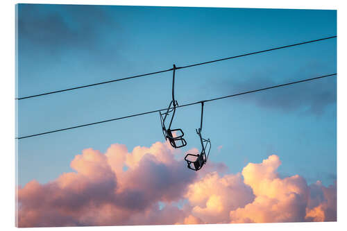 Obraz na szkle akrylowym Chairlift sunset clouds