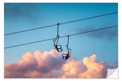 Naklejka na ścianę Chairlift sunset clouds