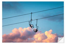 Naklejka na ścianę Chairlift sunset clouds