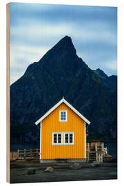 Wood print Cabin by the fjord - Dave Derbis