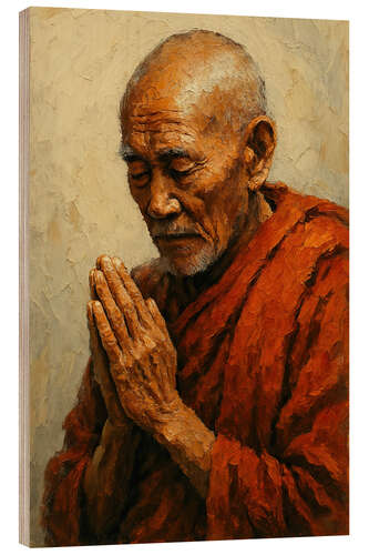 Wood print The monk's silent prayer