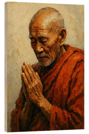 Wood print The monk's silent prayer - Natalie Bruns