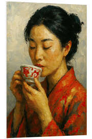 Hartschaumbild Kimono und Tee