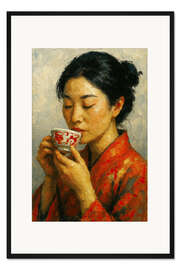 Gerahmter Kunstdruck Kimono und Tee