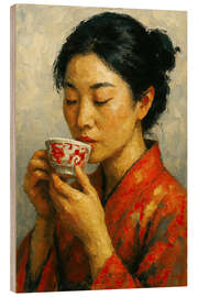 Wood print Kimono and tea - Natalie Bruns