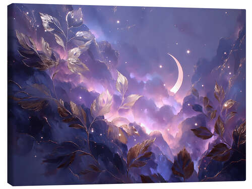 Tableau sur toile Moonlit night in gold leaf