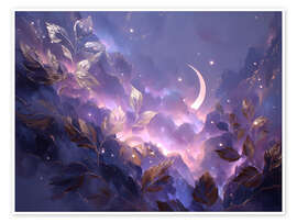 Póster Moonlit night in gold leaf - Niphion