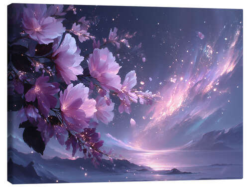 Canvastavla Flowers under starlight