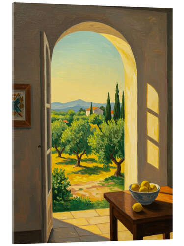 Stampa su vetro acrilico Sunlight Over Olive Fields