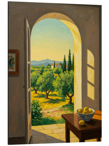 Stampa su alluminio Sunlight Over Olive Fields