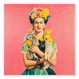 Poster Mexikanische Muse mit Katzen