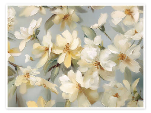 Poster Vintage Moody Summer White Flower