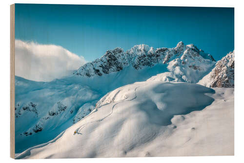 Wood print Ski tracks on the Arlberg