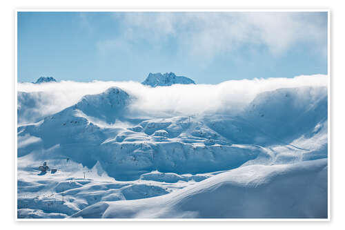 Poster Arlberg ski area with weather mood