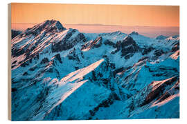 Wood print Evening mood on the Mohnenfluh in Lech am Arlberg - Lucas Tiefenthaler