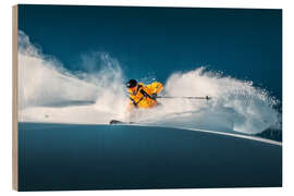 Wood print Deep snow skiing in Lech-Zürs am Arlberg
