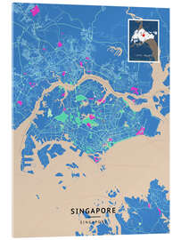 Cuadro de metacrilato Singapore - Map Art