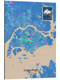 Stampa su alluminio Singapore - Map Art