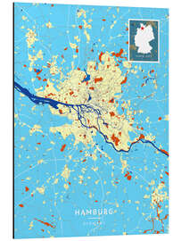 Aluminium print Hamburg, Germany - Map Art