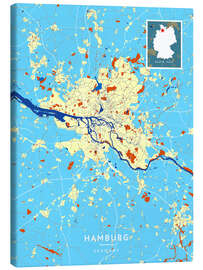 Canvas print Hamburg, Germany - Map Art