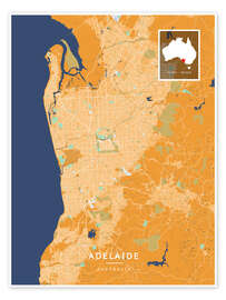 Wandbild Adelaide, Australien - Map Art