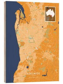 Print på træ Adelaide, Australia - Map Art