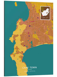 Tableau en aluminium Cape Town, South Africa - Map Art