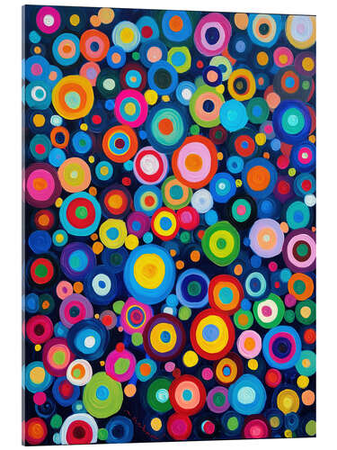 Tableau en verre acrylique It's raining colourful circles