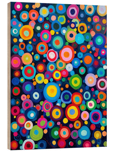 Cuadro de madera It's raining colourful circles