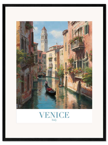 Impression artistique encadrée Venice Retro Travel Art