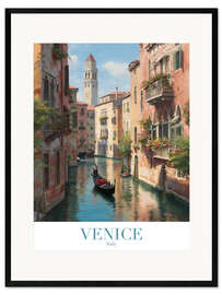 Impression artistique encadrée Venice Retro Travel Art